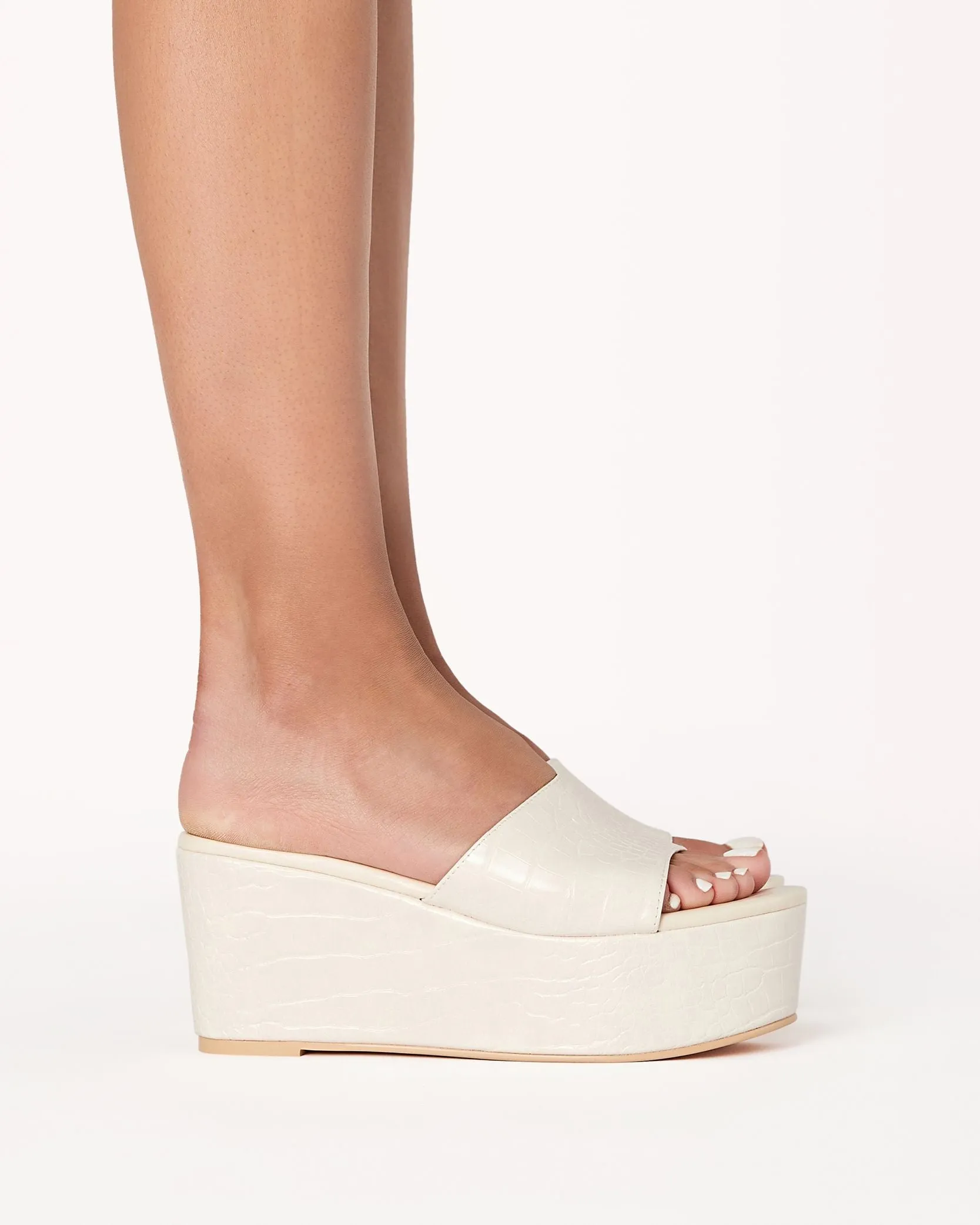 Billini | Fran Wedge Sandals | Bone Croc