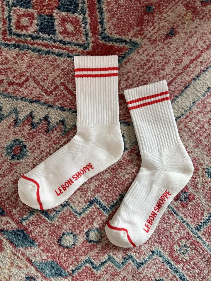 BOYFRIEND SOCKS CLEAN WHITE