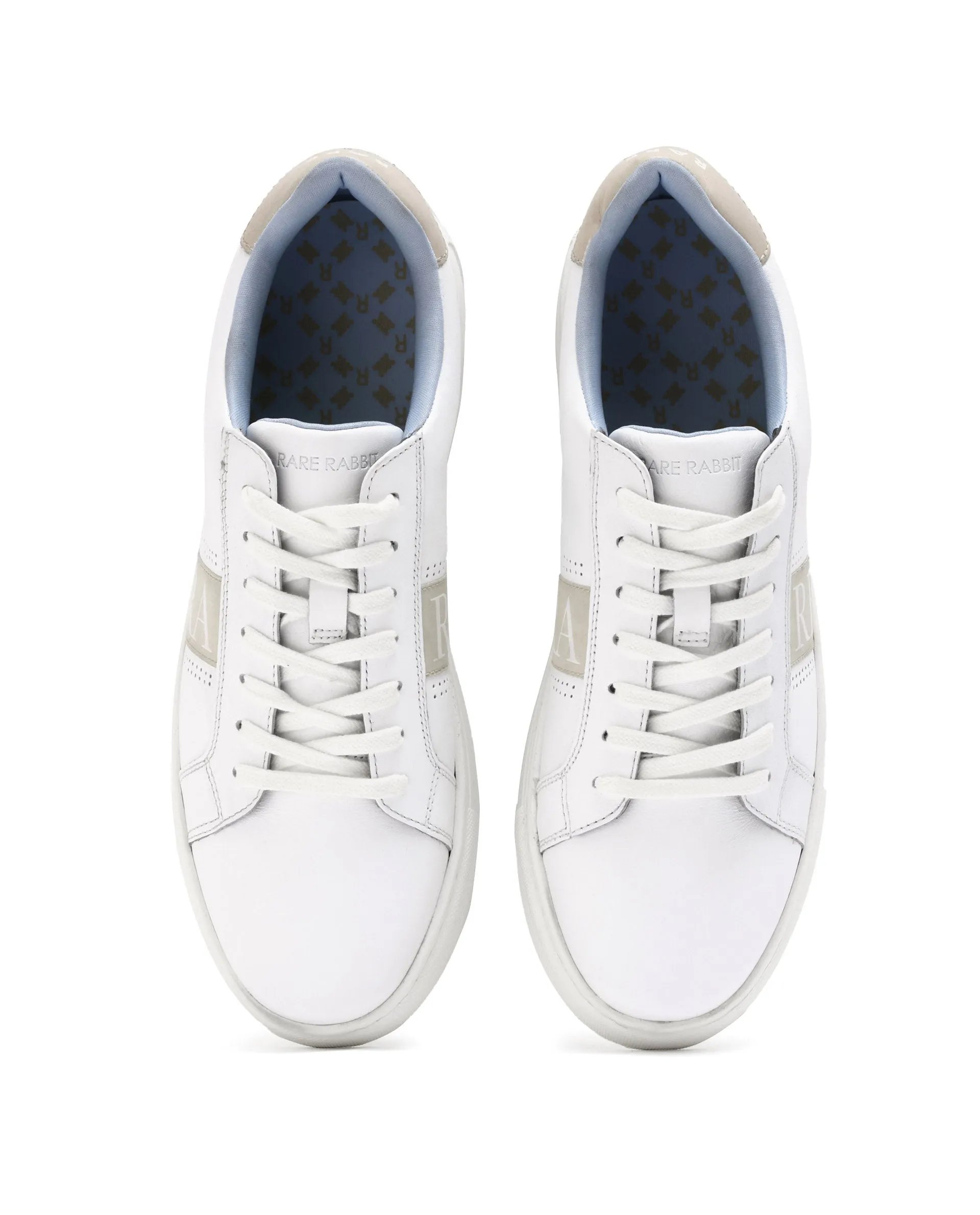 Rare Rabbit Men's Galileo White Round Toe Statement Branding Smart Casual Sneaker Shoes