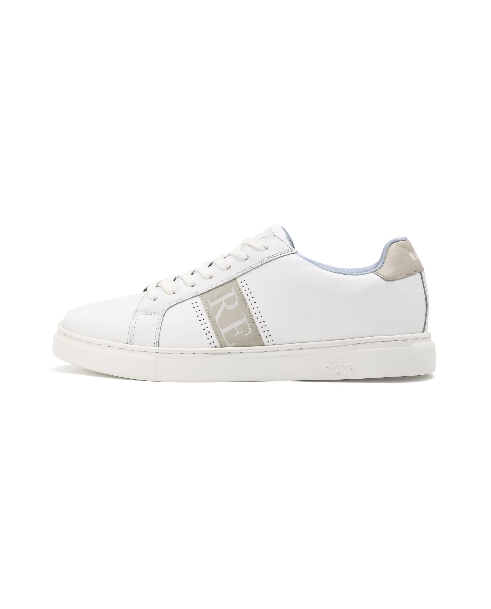 Rare Rabbit Men's Galileo White Round Toe Statement Branding Smart Casual Sneaker Shoes
