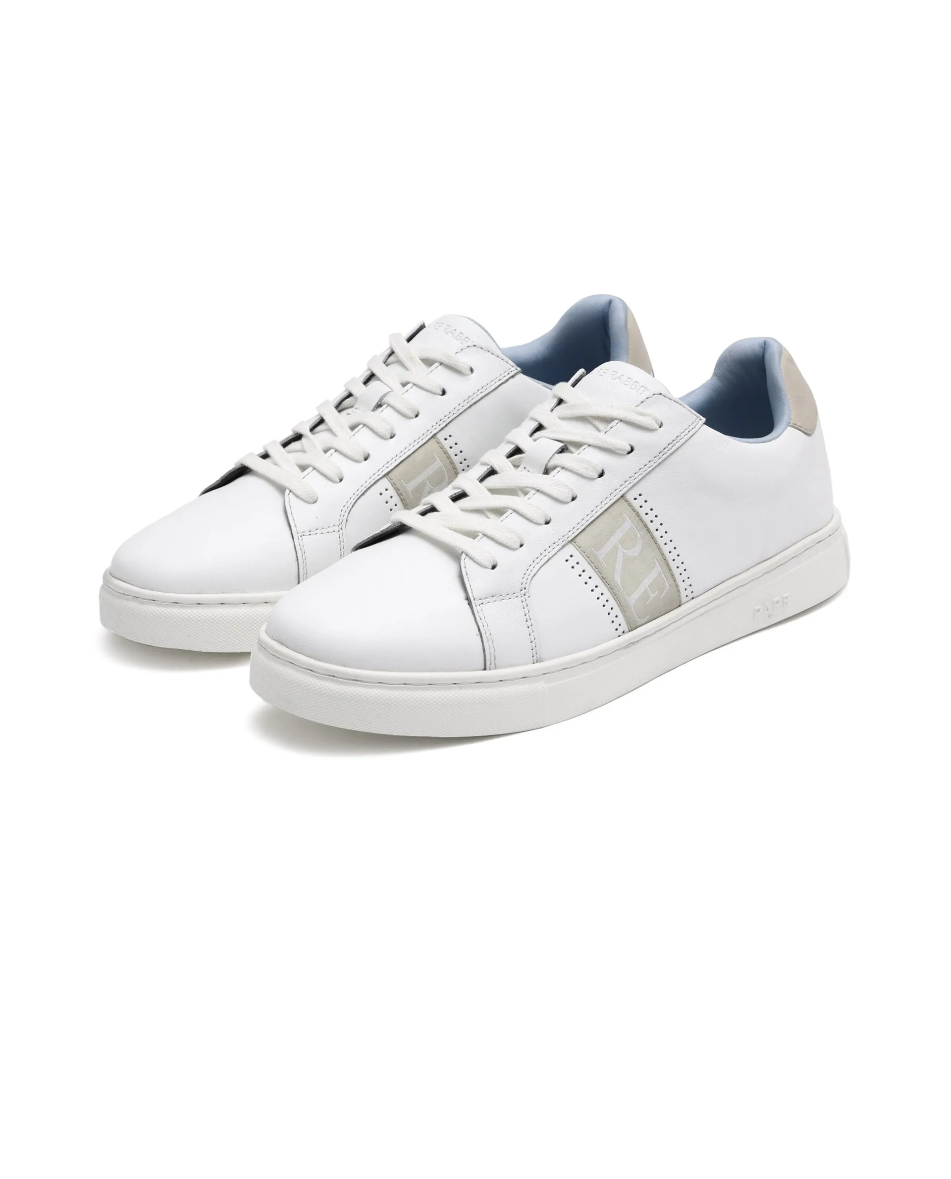 Rare Rabbit Men's Galileo White Round Toe Statement Branding Smart Casual Sneaker Shoes