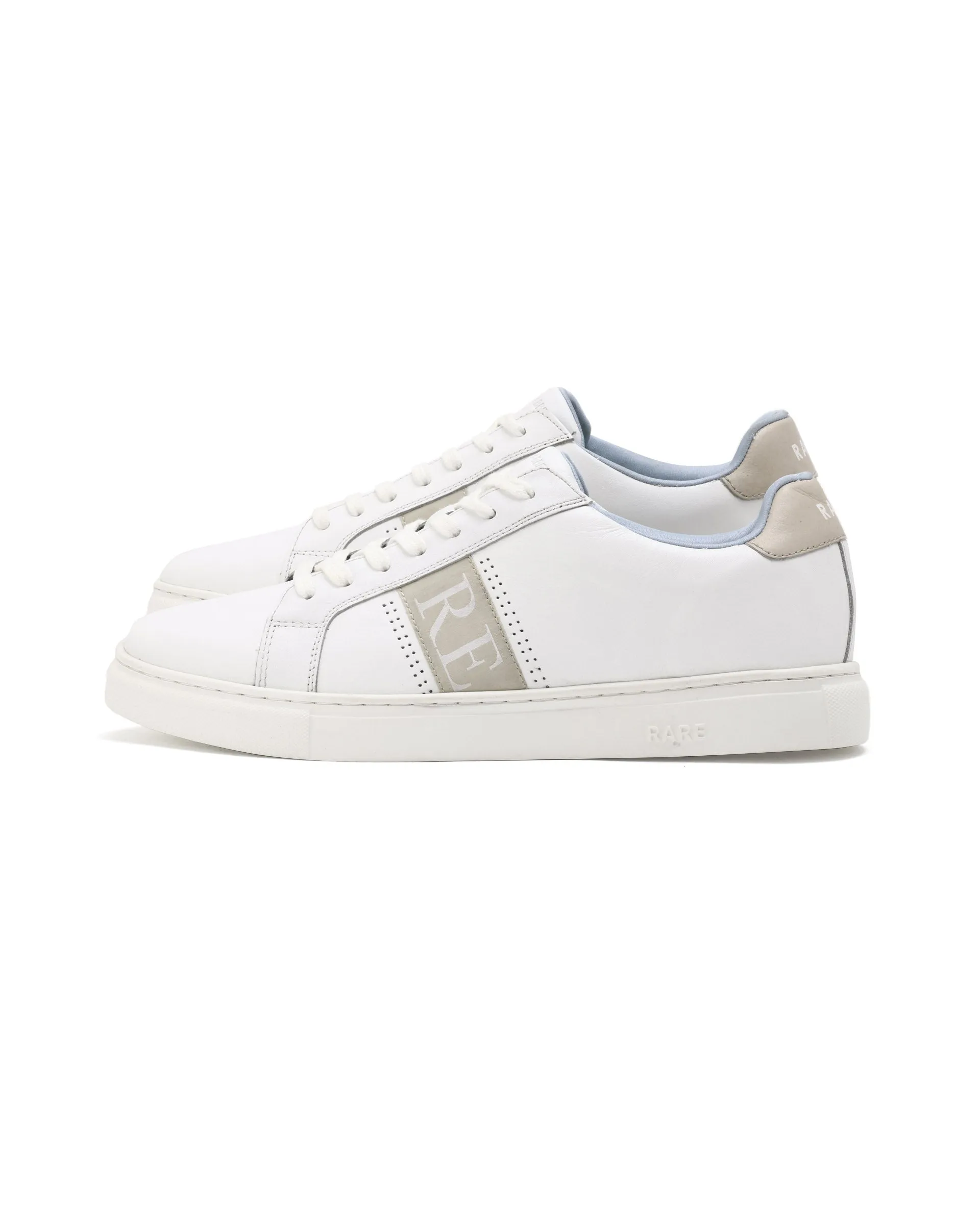 Rare Rabbit Men's Galileo White Round Toe Statement Branding Smart Casual Sneaker Shoes